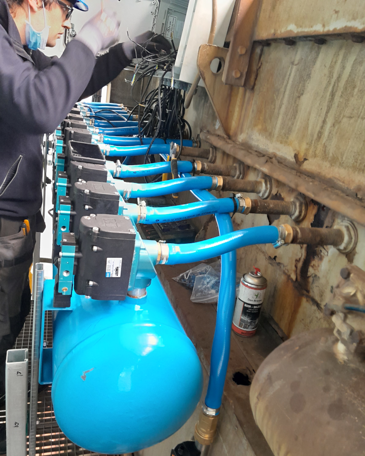 LDA technician installing wires for the pulse valves